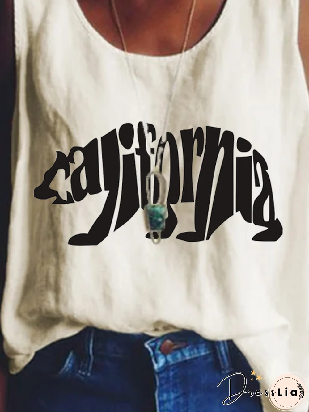 Sleeveless Crew Neck Casual Shift Tops