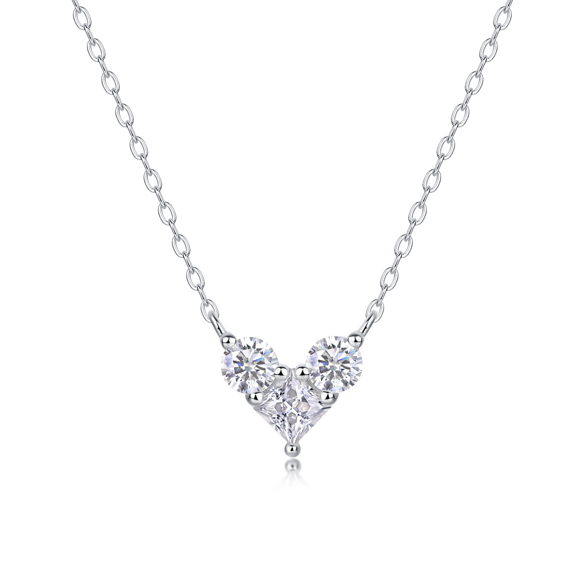 Mini Heart Moissanite Pendant Necklace White Gold