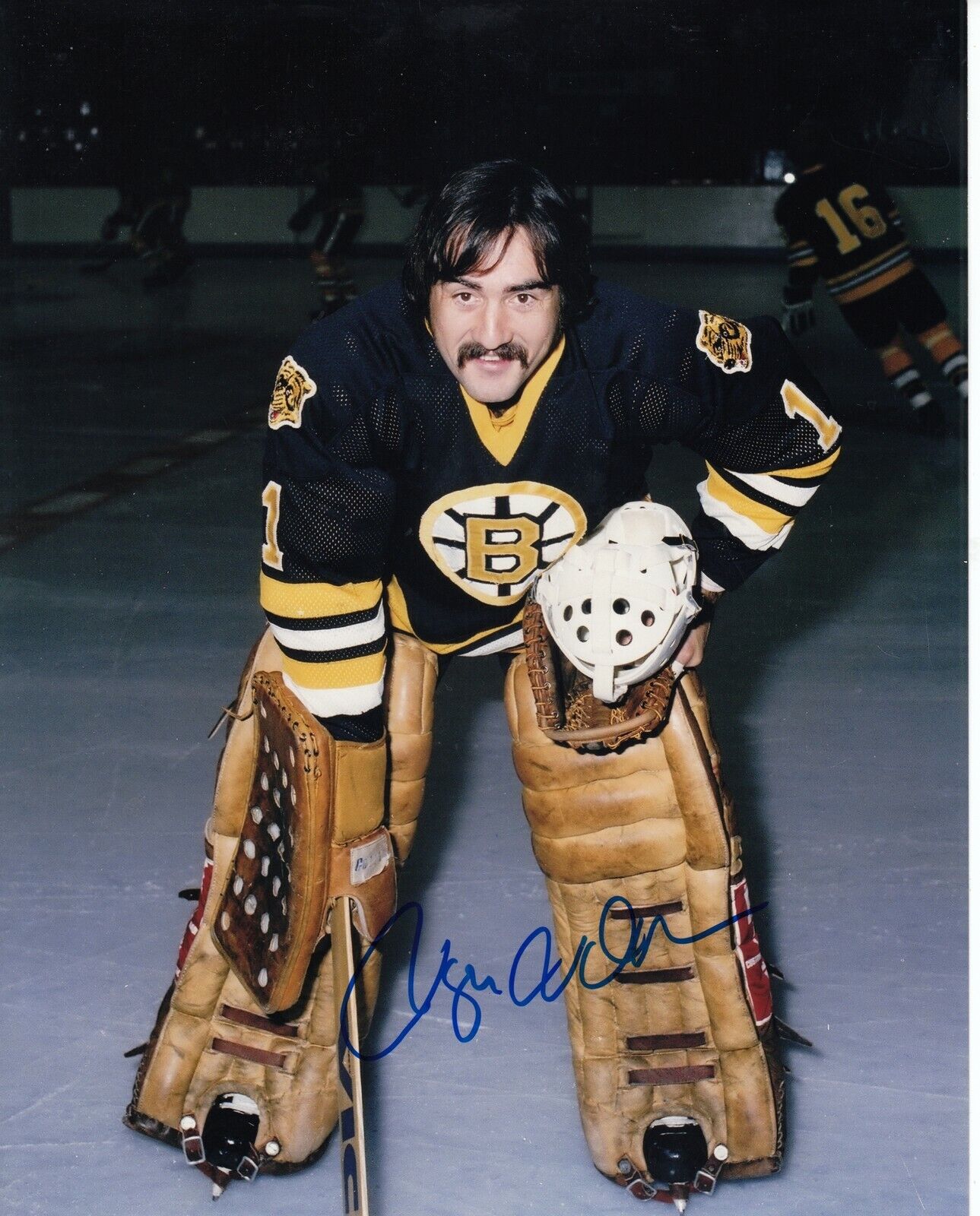 Rogie Vachon #0 8x10 Signed Photo Poster painting w/ COA Boston Bruins