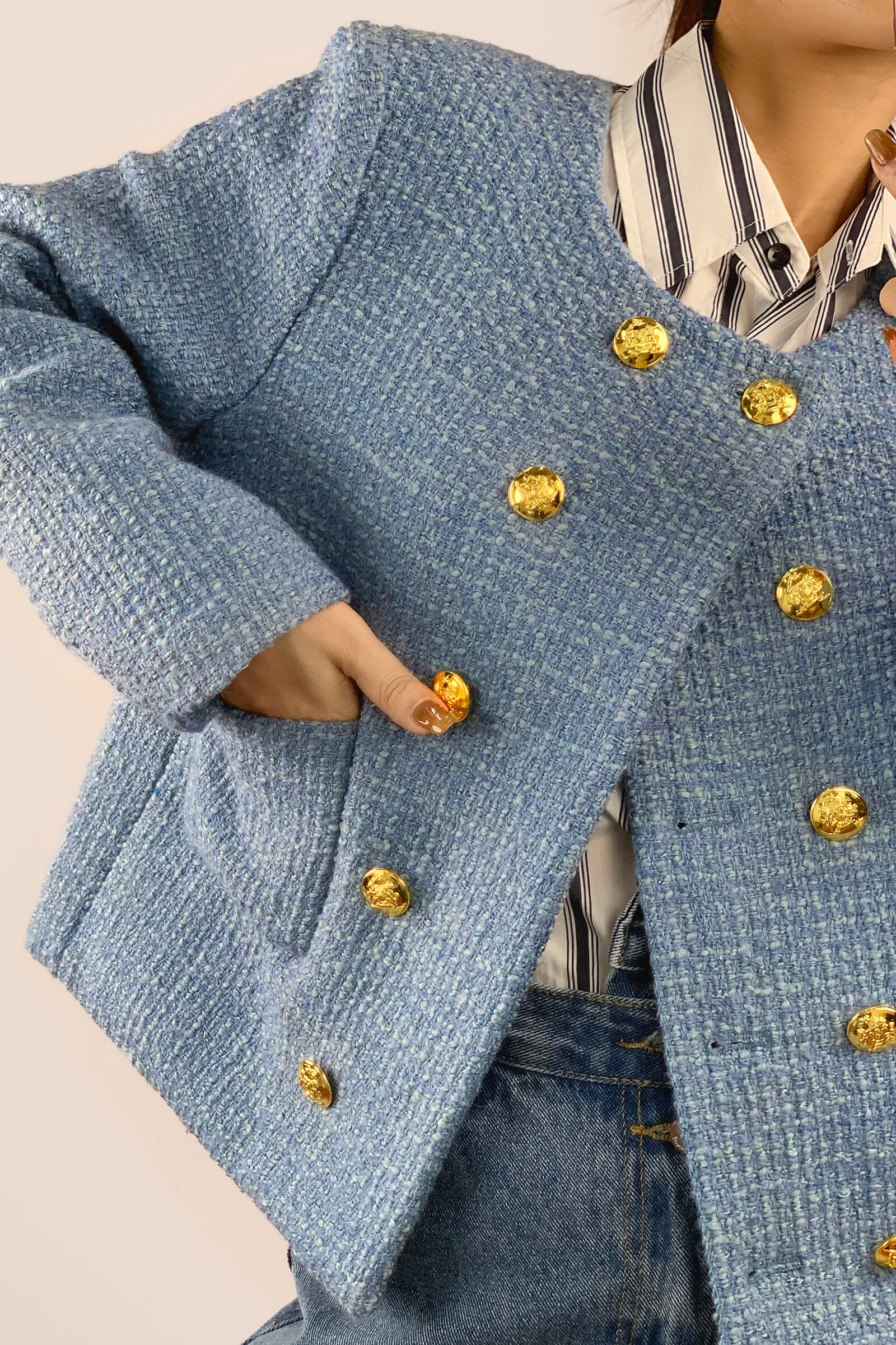 bluelea ブルレア Double Button Tweed Jacket-