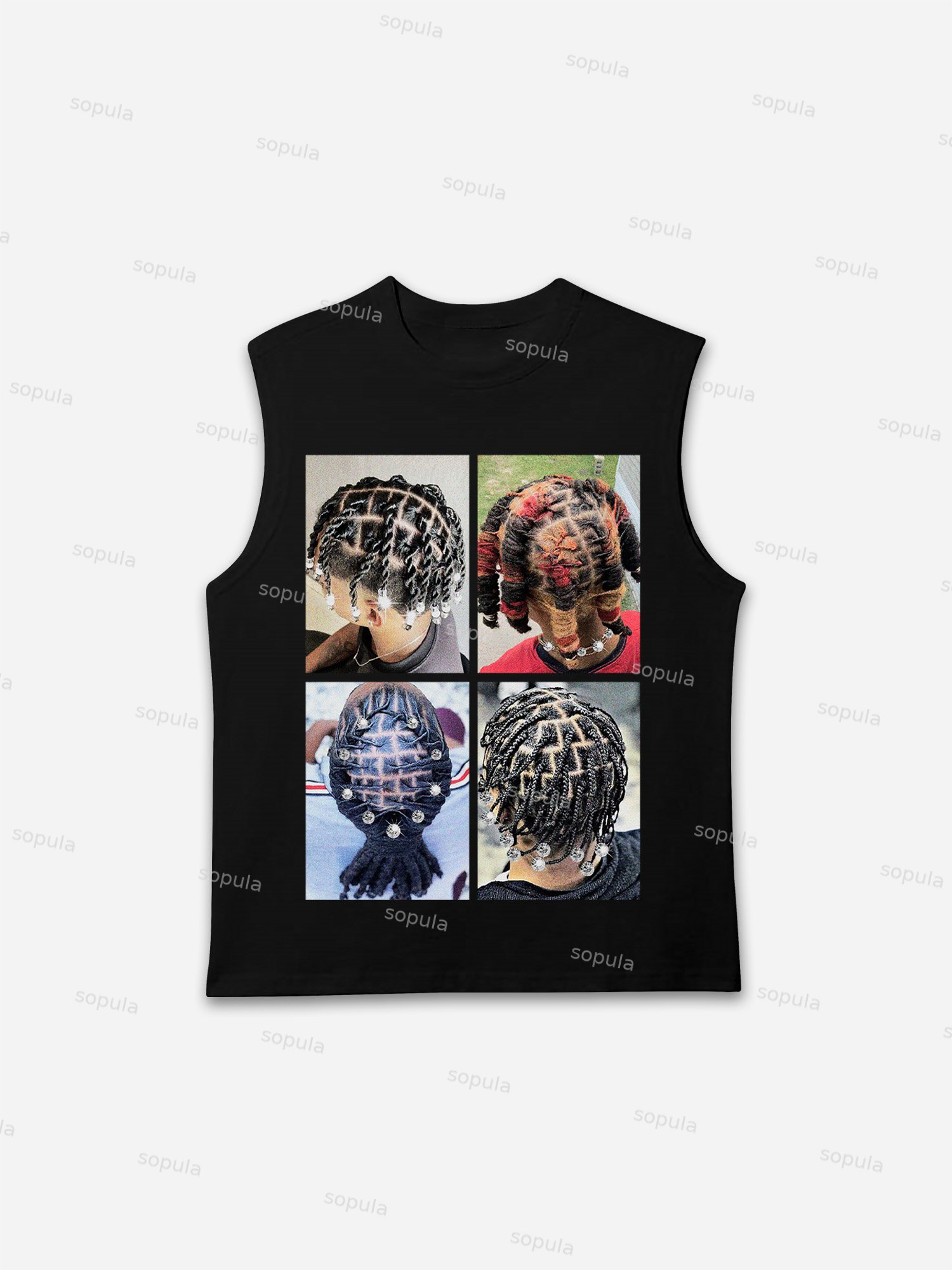 Diamond Dreadlocks Graphic Print Tank Top - Sopula｜Premium Graphic Tees & Graphic Clothing