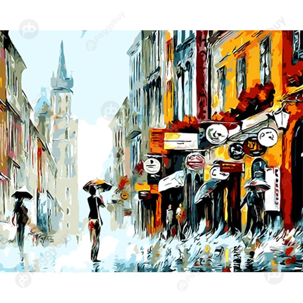 

40*50CM Paint By Numbers-Raining Street, 501 Original