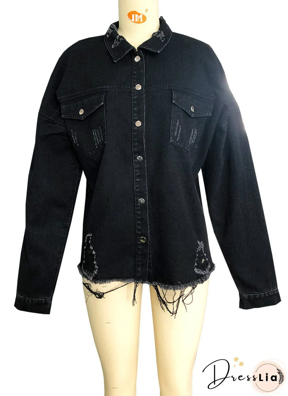 Long Sleeve Denim Jean Dress Button Down Casual Top