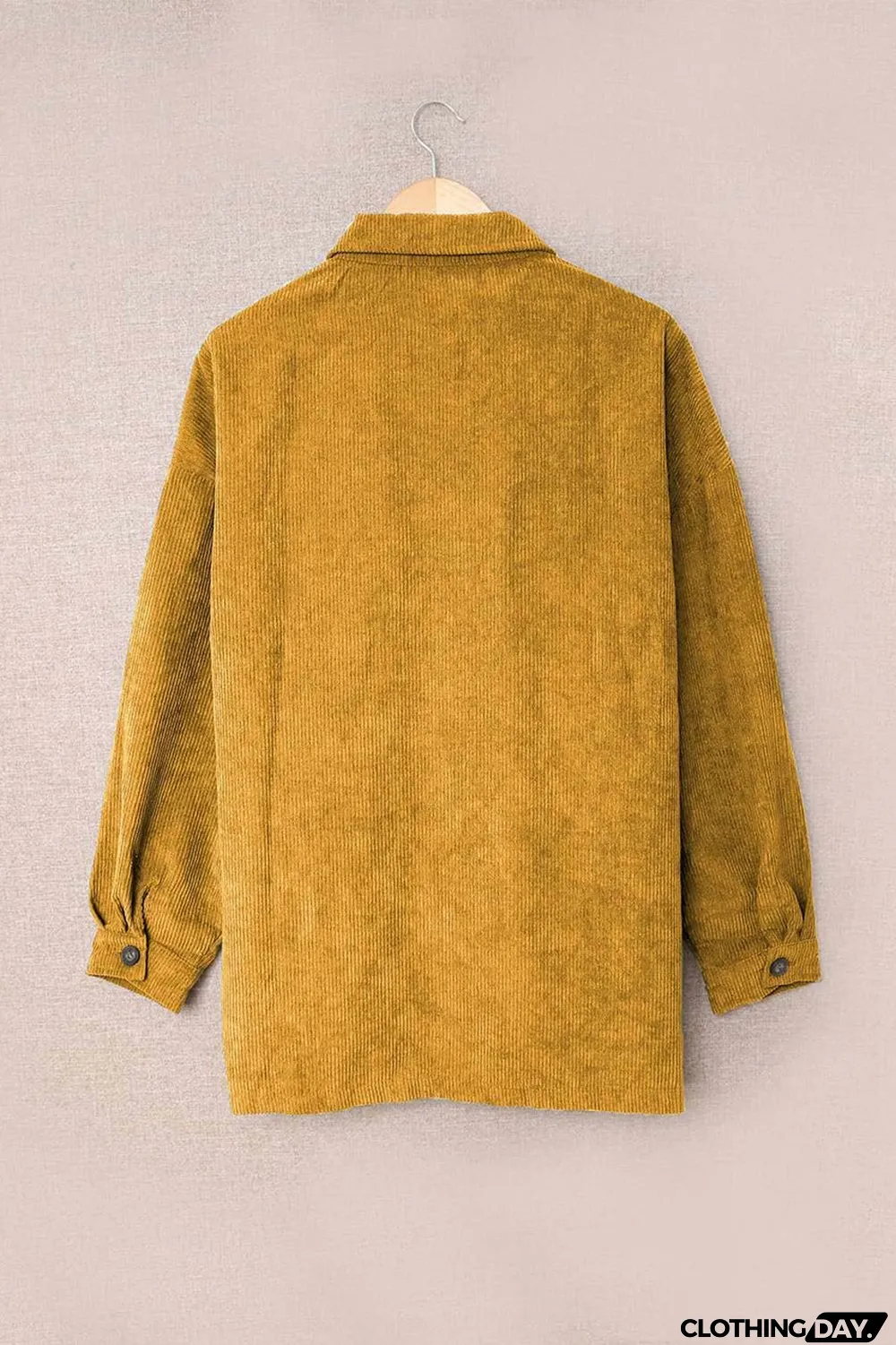 Yellow Corduroy Long Sleeve Button-up Shirt Coat