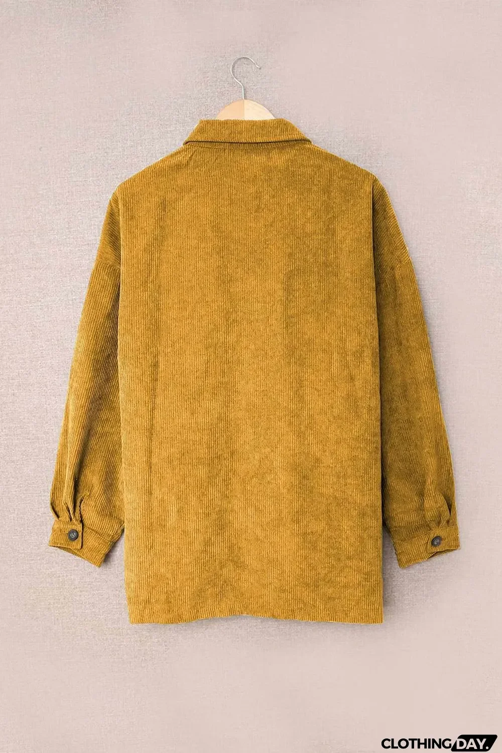 Yellow Corduroy Long Sleeve Button-up Shirt Coat