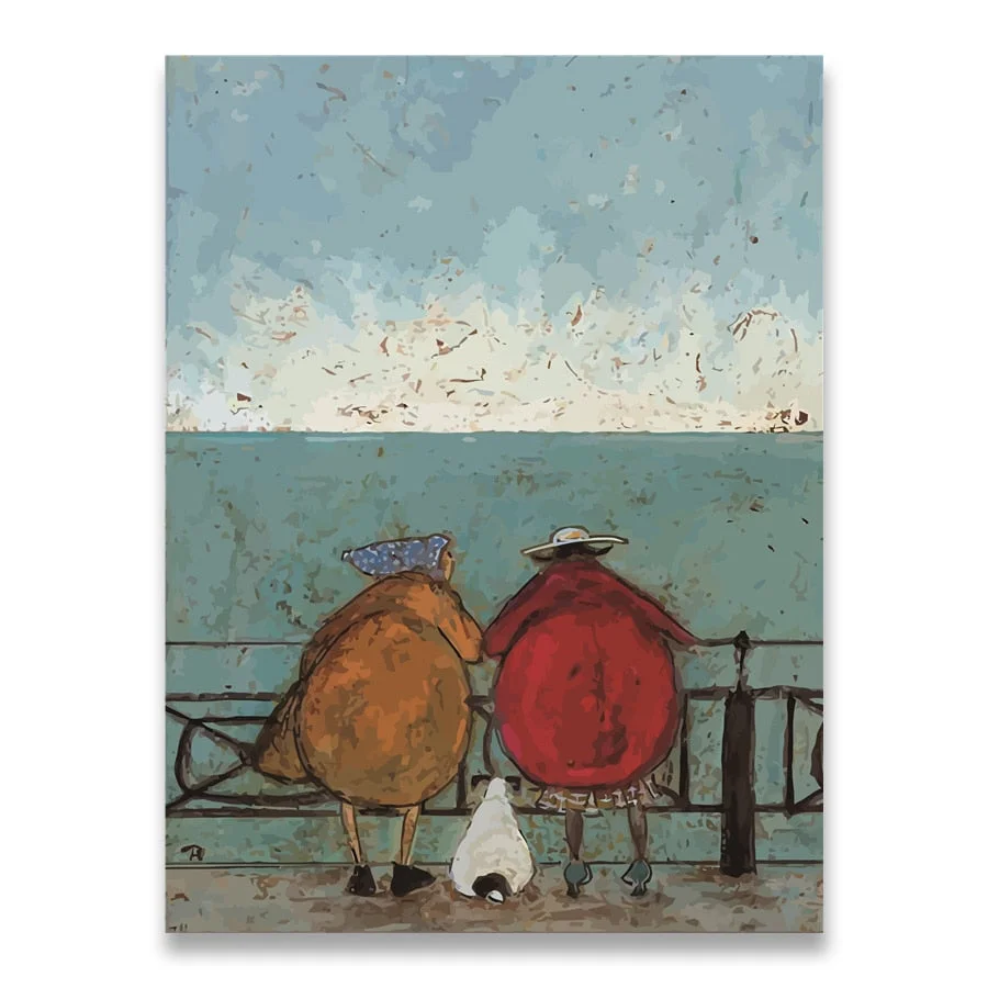 Vintage Nordic Abstract Landscape Love Dogs Pet Canvas Wall Art Paintings Posters and Prints Pictures Living Room Home Decor