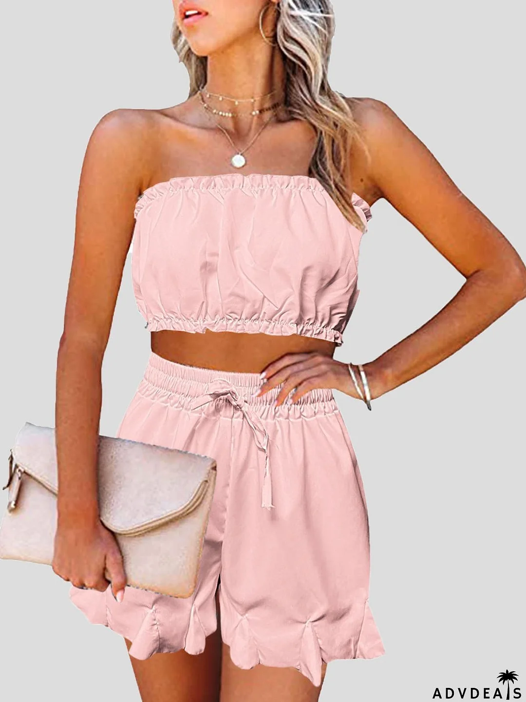 Women's Sets Printed Wrap Chest Sleeveless Top & Shorts Two-Piece Set