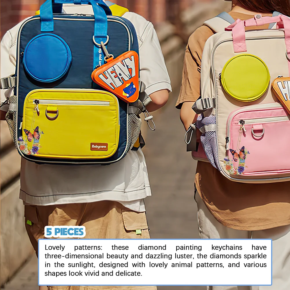 DIY J Diamond Art Key Rings Lettter Keychain Supplies Gift for Kids(Double Sided)