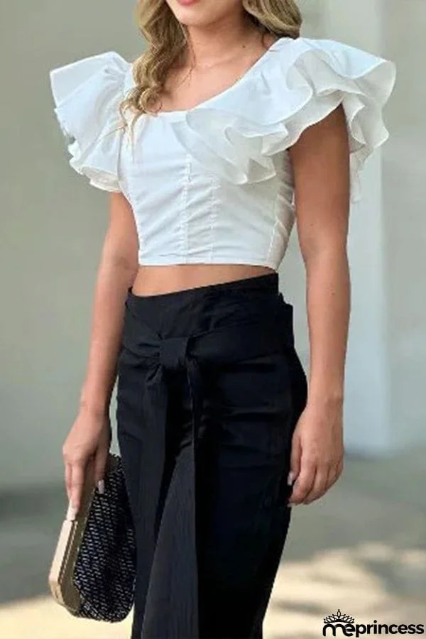 Butterfly sleeve tie solid color two piece set