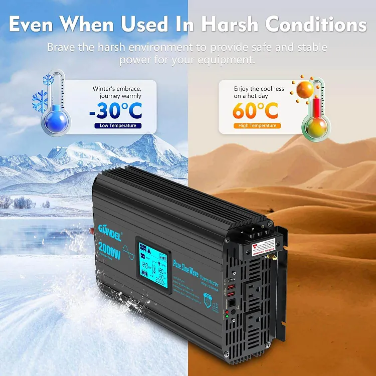 2000W Pure Sine Wave Power Inverter 12V DC to 110V 120V AC