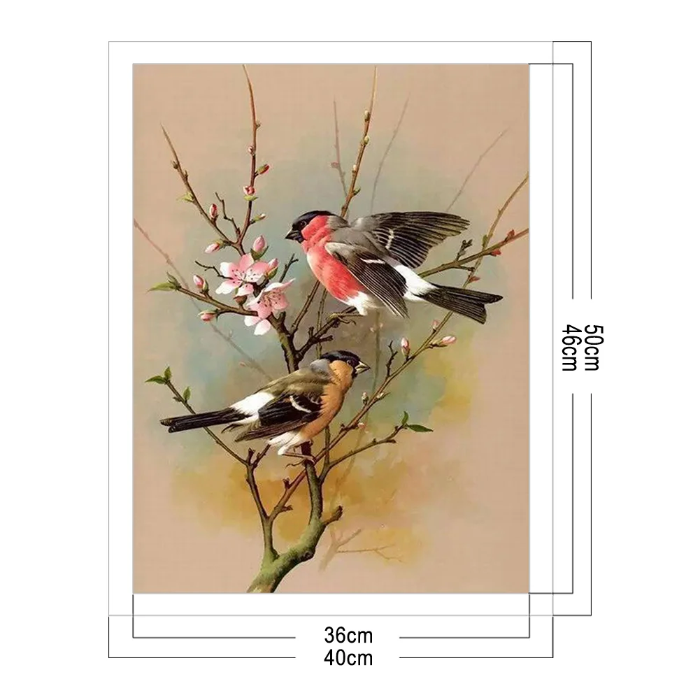 11CT Full Stamped Cross Stitch - Birds on Branches(Canvas|40*50CM)