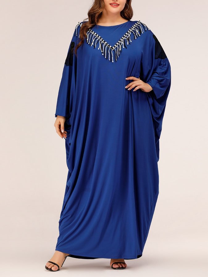 Royal blue loose fringe maxi dress