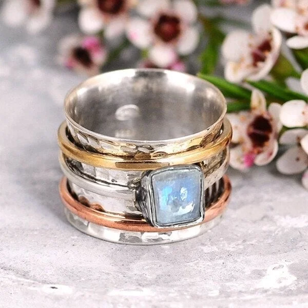 925 Chunky Moonstone Meditation Ring