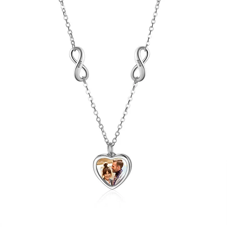 Collier Photo Prénom Personnalisé Infini pour Femme Bébé Cadeau Maman Anniversaire Jessemade FR