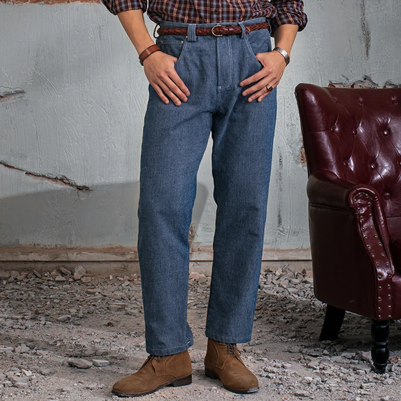 American Denim Washed Distressed Heavy-Duty Jeans