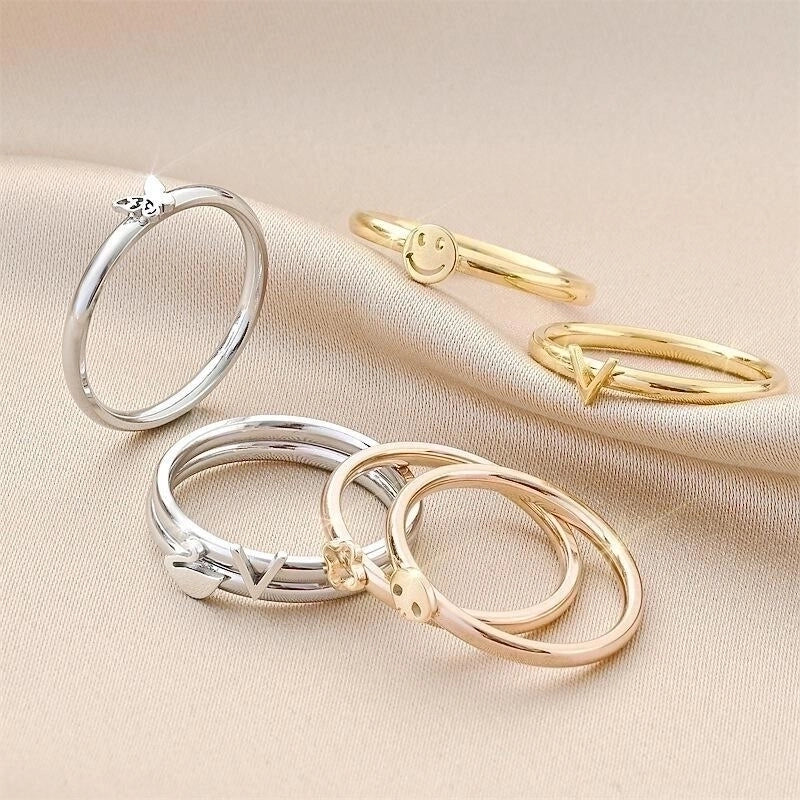 Minimalist Butterfly Titanium Steel 18K Gold Plated Polishing Plating Rings