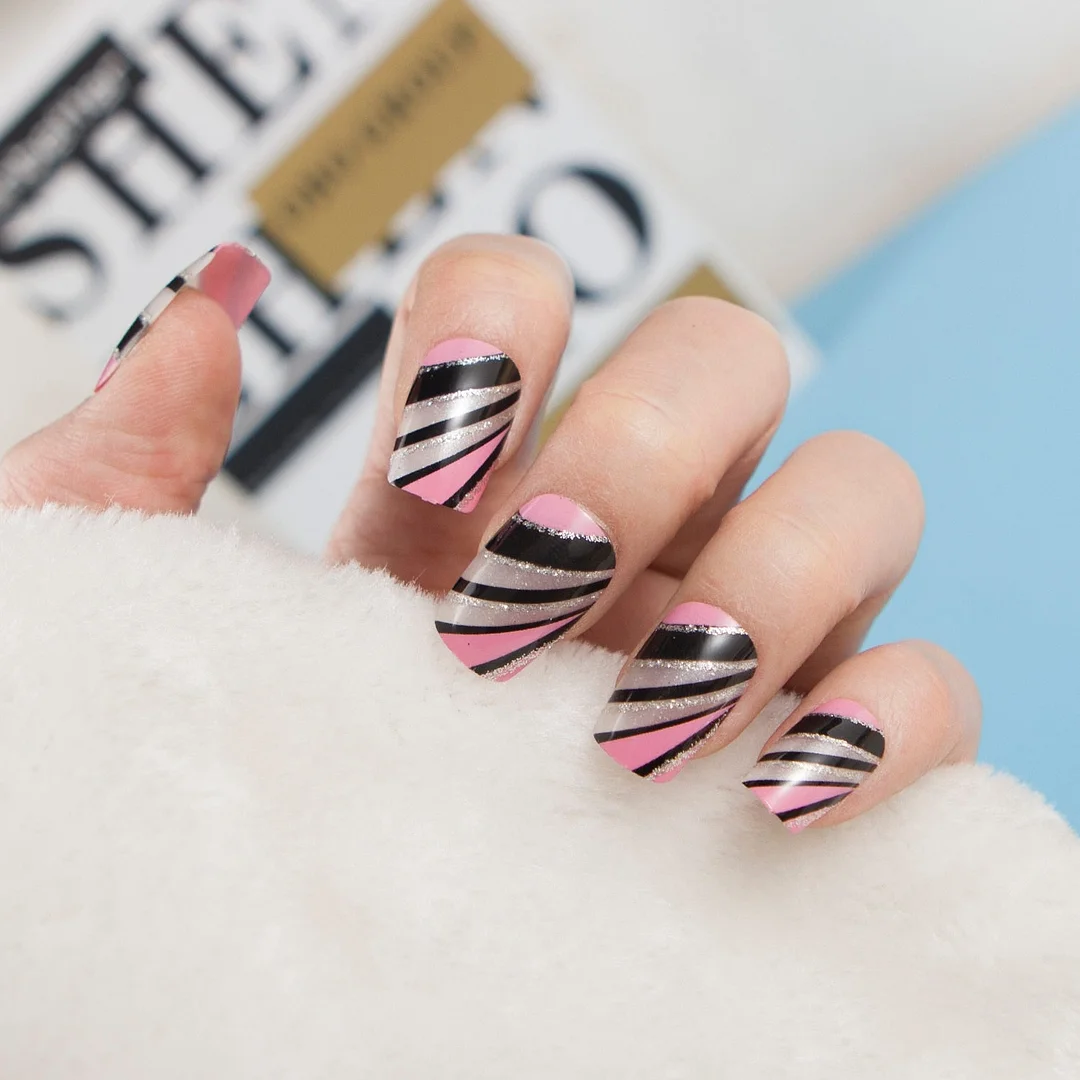 24pcs/set Fashion Acrylic Full Cover Fake Nails 10 Sizes Press on Nails Designs French False Nail Art Tips 278 Fingernail Tips-Nail Inspo