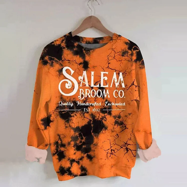 Women's Halloween Salem Broom Co Print Casual Sweatshirt socialshop