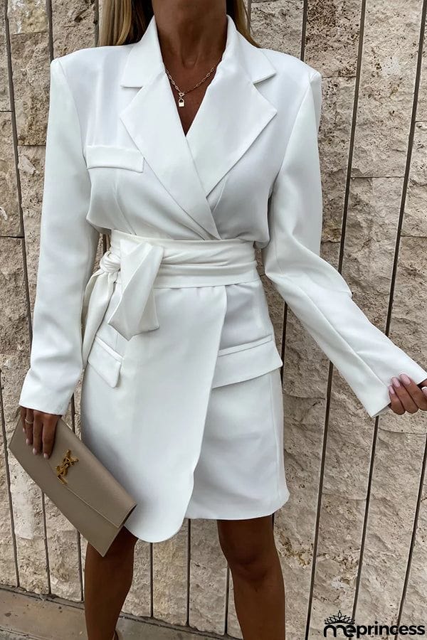 Loose Multicolor Suit Collar Dress