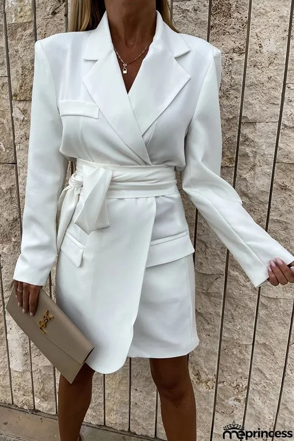 Loose Multicolor Suit Collar Dress