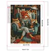 (40*60cm)Girl Cat - Round AB Drill Diamond Painting