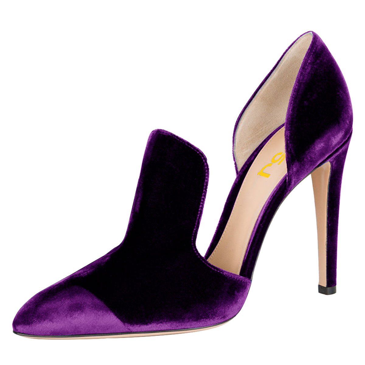 Elegant Purple Velvet Pointed Toe Double D'Orsay Pumps Heels