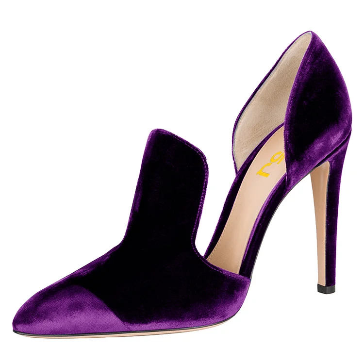 Purple Double D'orsay Pointy Toe Stiletto Heels Pumps |FSJ Shoes