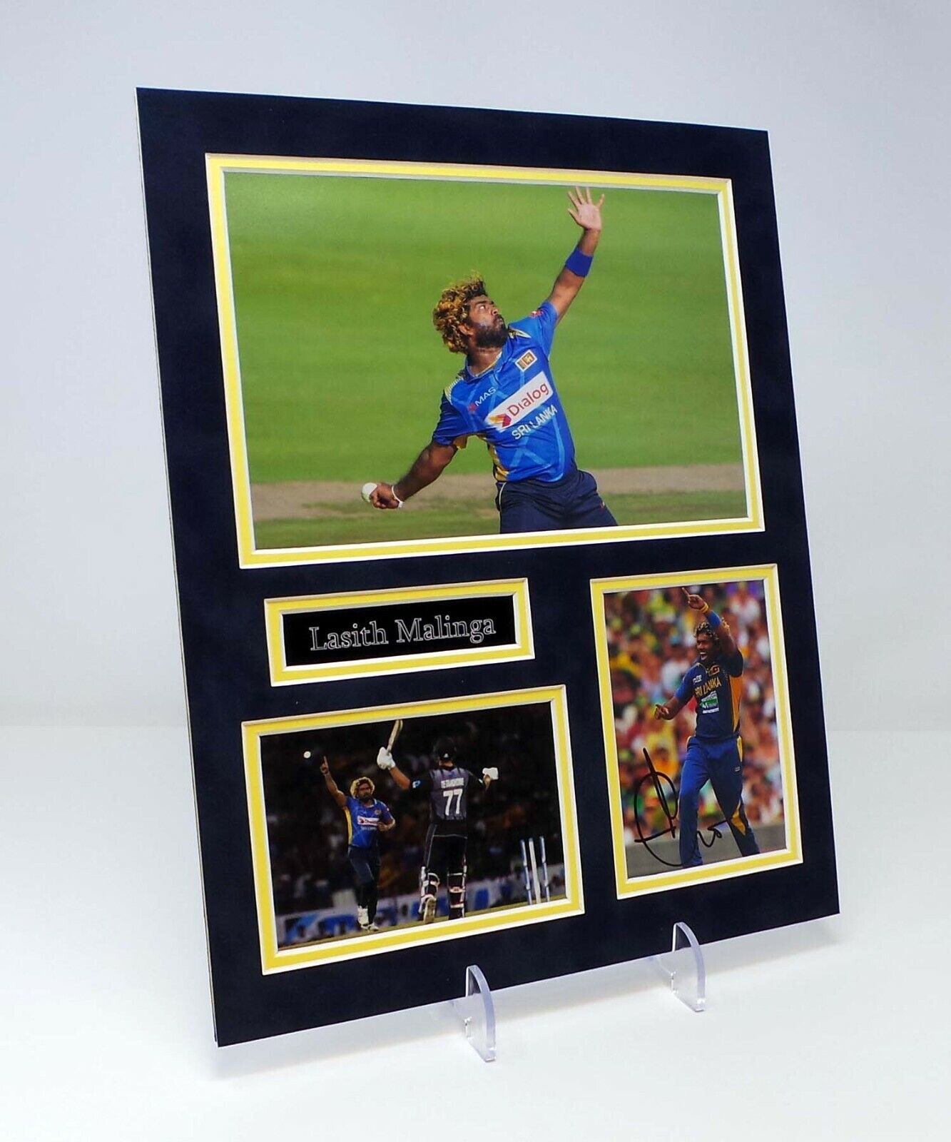 Lasith MALINGA Signed Mounted Photo Poster painting Display 1 AFTAL RD COA Sri Lanka Cricket