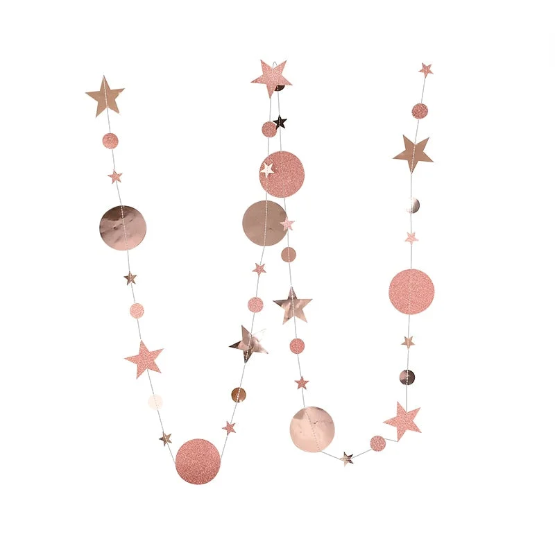 4m Gold Silver Star Circle Party Decoration Paper Garlands Wedding Screen Decor Birthday Party Supplies Girls bedroom decor