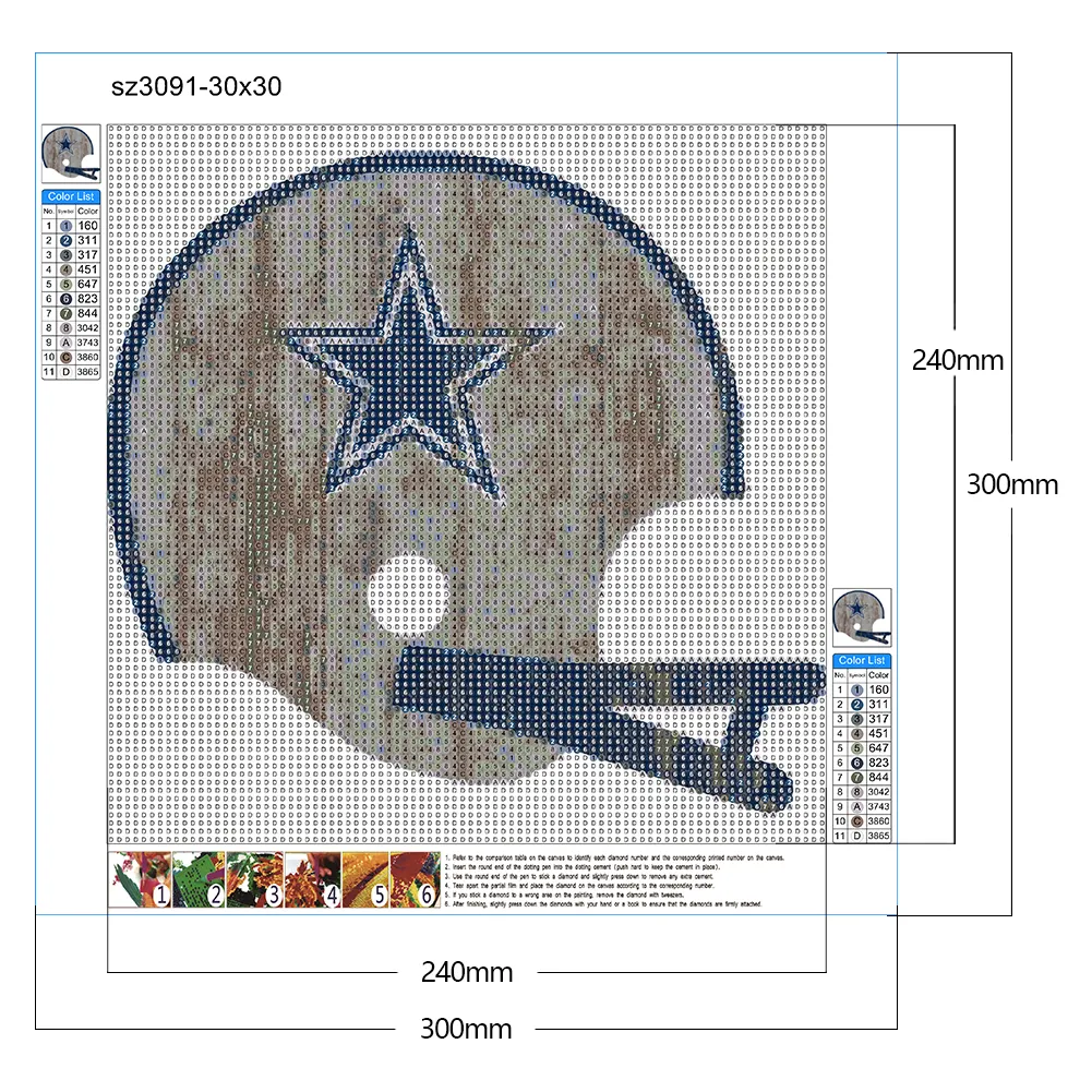 Full Round Diamond Painting 30*30cm - Dallas Cowboys Football Team