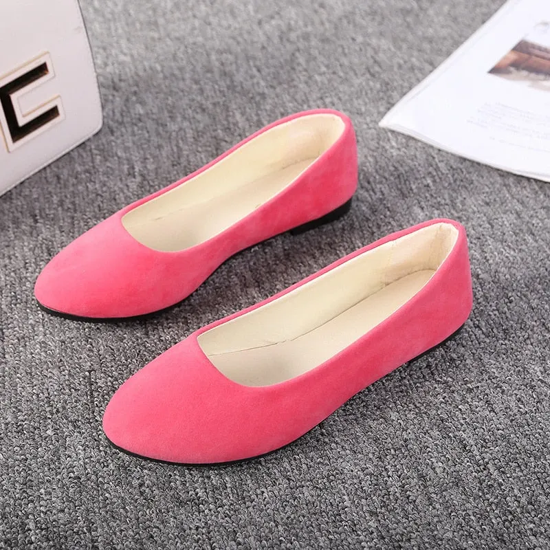 Women Flat Shoes Trend Simple Sweet Classic Candy Colors New Autumn Summer Casual Flock Flats Boat Cute Girls Flats Office Shoes