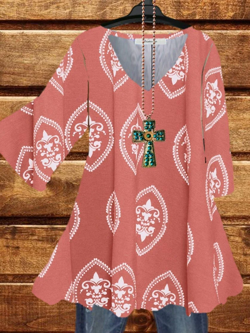 Women Half Sleeve V-neck Solid Color Dress