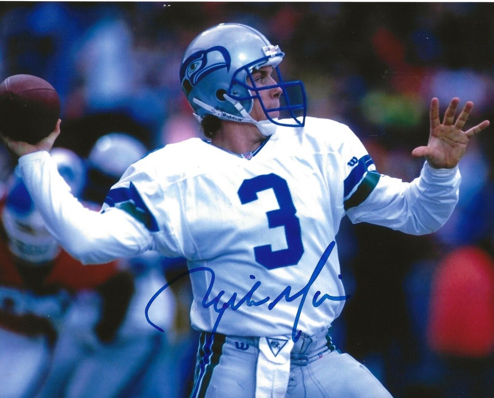 Rick Mirer Notre Dame signed Seattle Seahawks 8x10 Photo Poster painting autographed 4