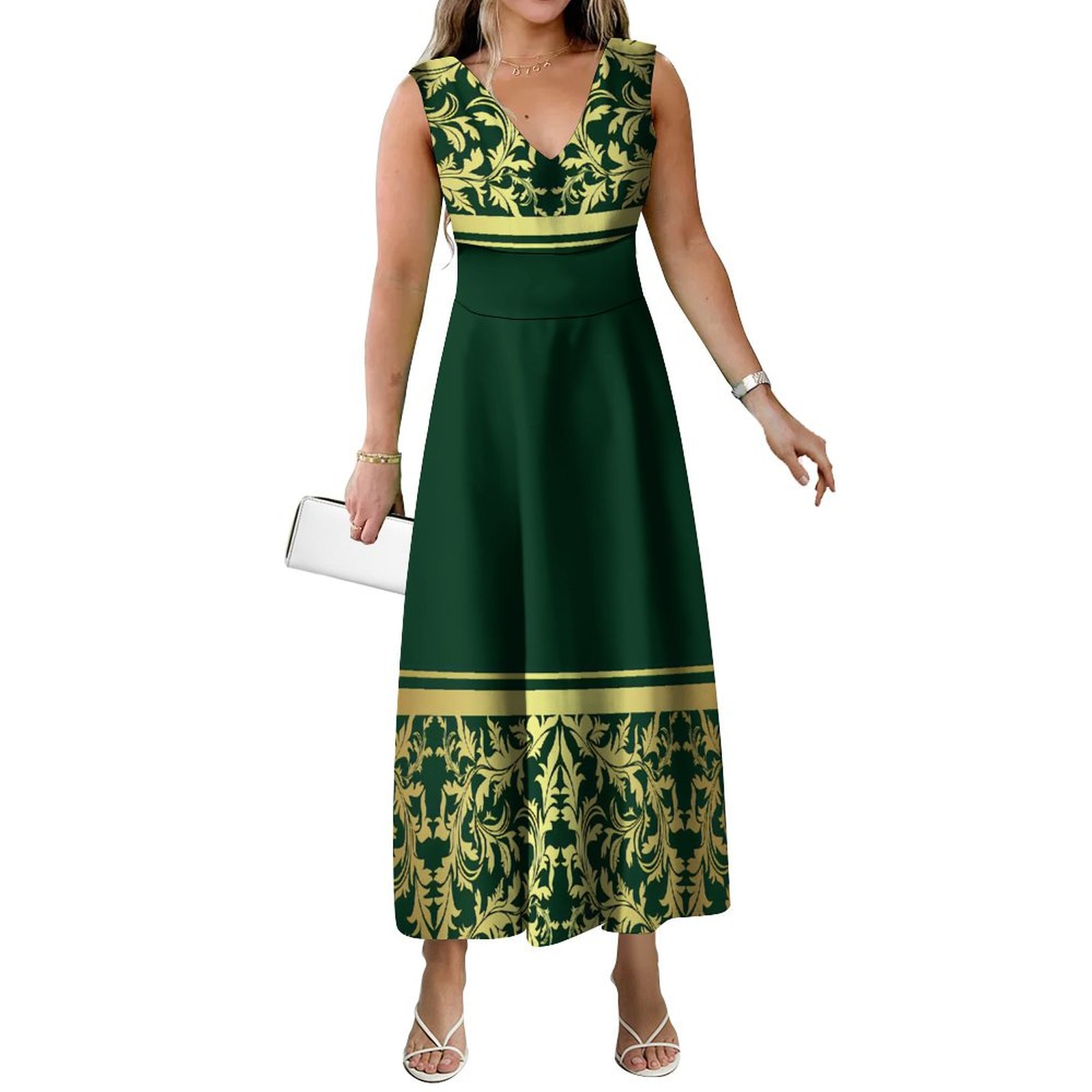 Tozwheels Pacific Island Art Print Ladies Dress Maxi Polynesian Women'S Summer Dress Soft Fabric Women'S High Quality Casual V-Neck Dress
