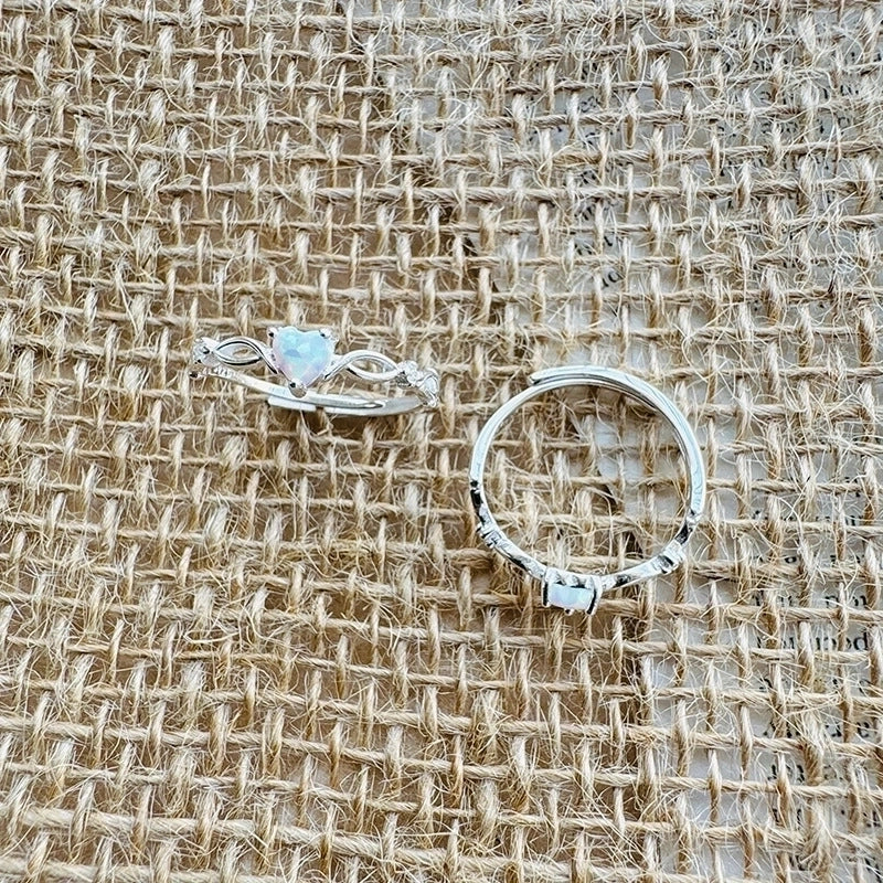 925 Sterling Silver Heart Shape Open Rings