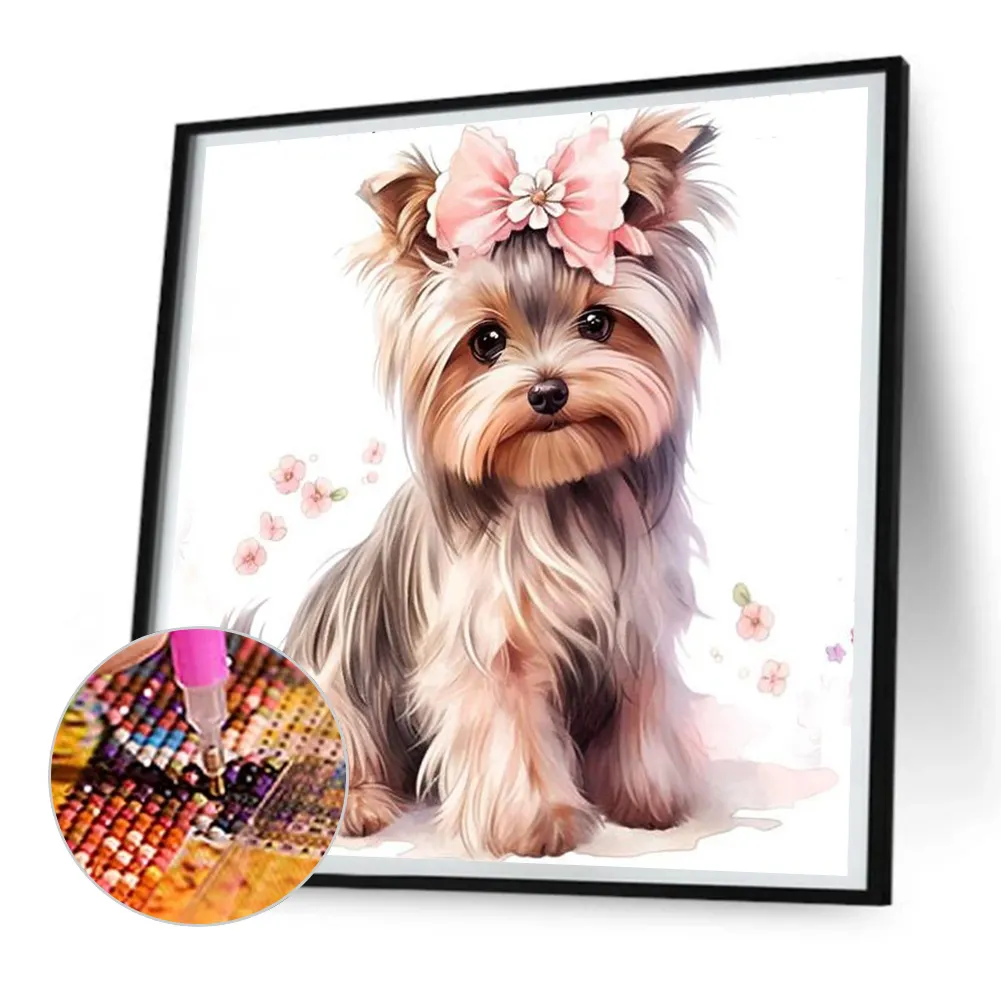 Diamond Painting - Full Round Drill - Yorkshire Puppy(Canvas|30*30cm)