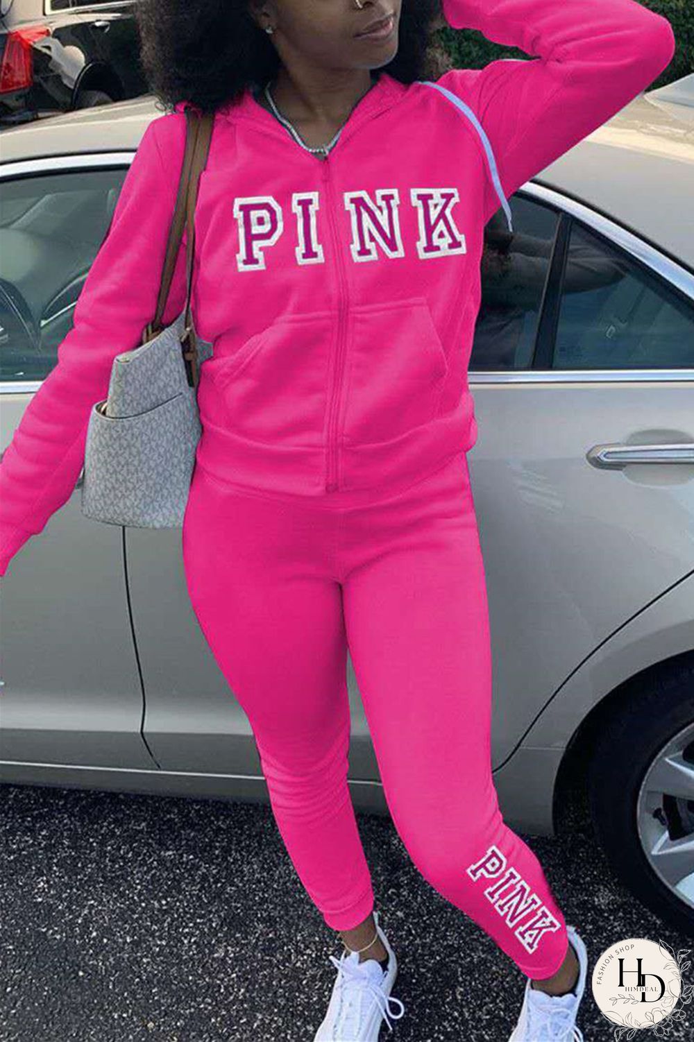 Red Fashion Casual Long Sleeve Hooded Collar Regular Sleeve Regular Letter Embroidery Two Pieces