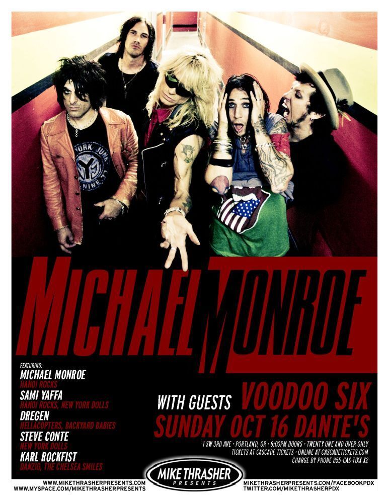 MICHAEL MONROE 2011 Gig POSTER Portland Oregon Concert