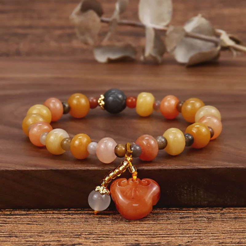 Natural gold silk jade yellow agate bracelet