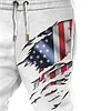 Men's Vintage American Flag Print Pocket Casual Athletic Elastic Waist Trousers by Inlyline