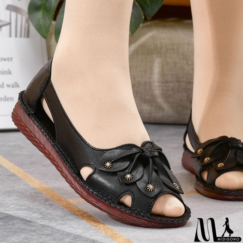 MidiSono - Women's Extra Soft Rubber Sole Non-Slip Fish Mouth Sandals for Summer