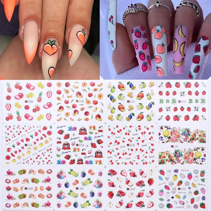 12pcs Valentines Love Letter Water Decals Flower Sliders Nail Stickers for Manicure Nail Art Decoration Transfer Water Sticker-Nail Inspo