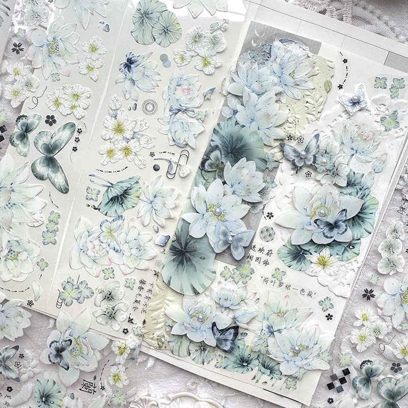 PET 테이프 - 60mm*5m 빈티지 연꽃 나비