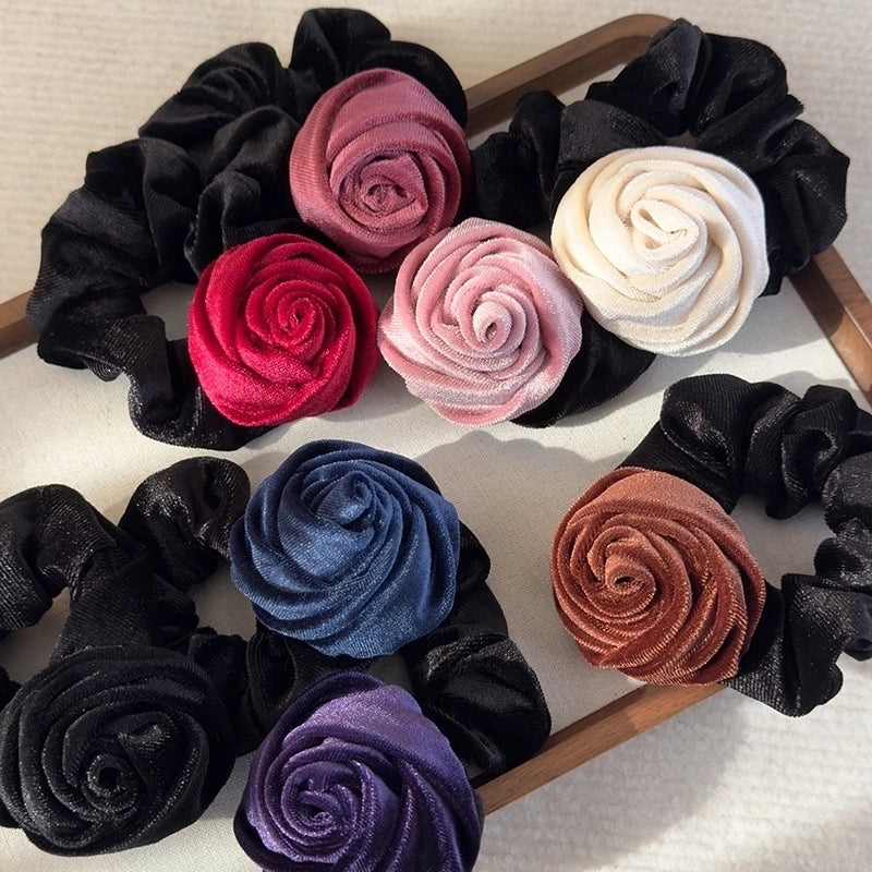 Elegant Romantic Artistic Women’s Rose Cloth Flannel Hair Tie