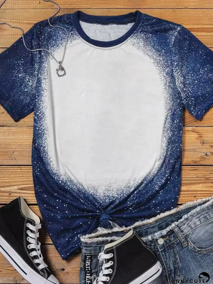 Navy Tie-dyed Casual Short Sleeve Tee