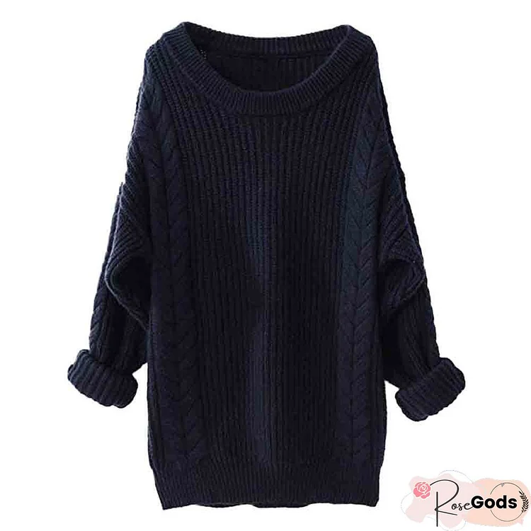 Big Collar Long Sleeve Hemp Pattern Pullover Sweater