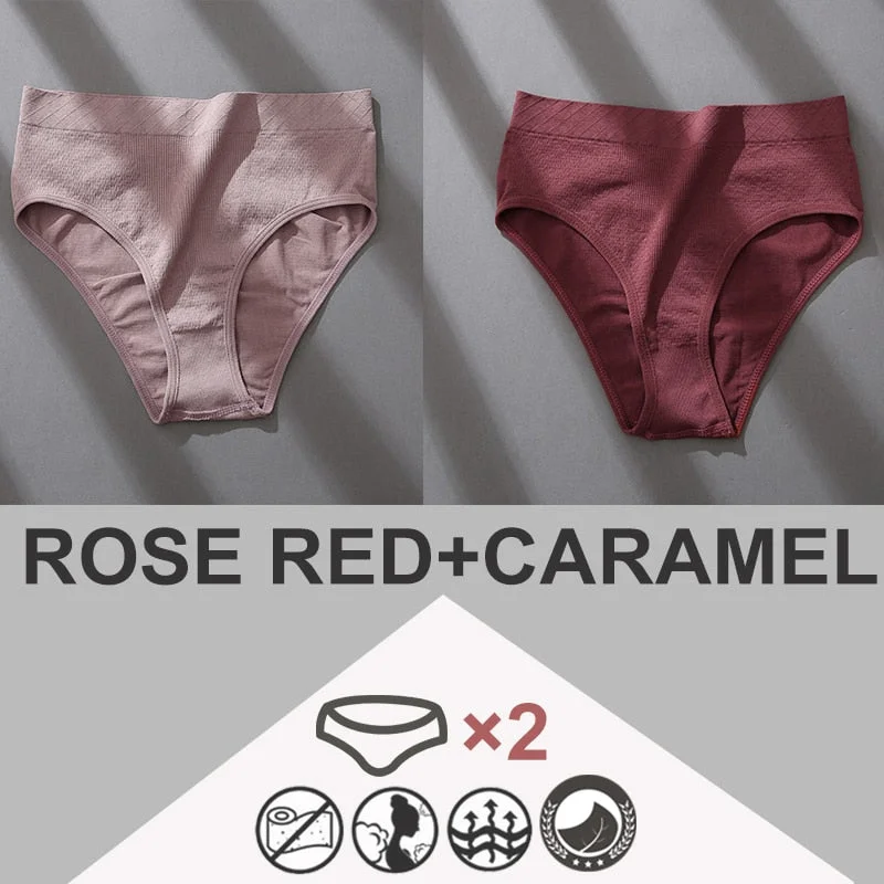 FINETOO 2PCS/Set Women Panties Bodyshaper M-2XL Women's Underwear Lingerie 8 Solid Colors Sexy Female Undepant High Waist Briefs