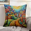 Colorful House-11CT Stamped Cross Stitch Pillowcase 45*45cm
