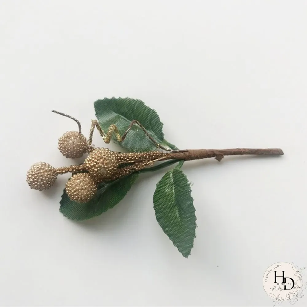 Christmas Red Berry Pine Cone Branches for Holiday Decoration Greeting Card Accessories