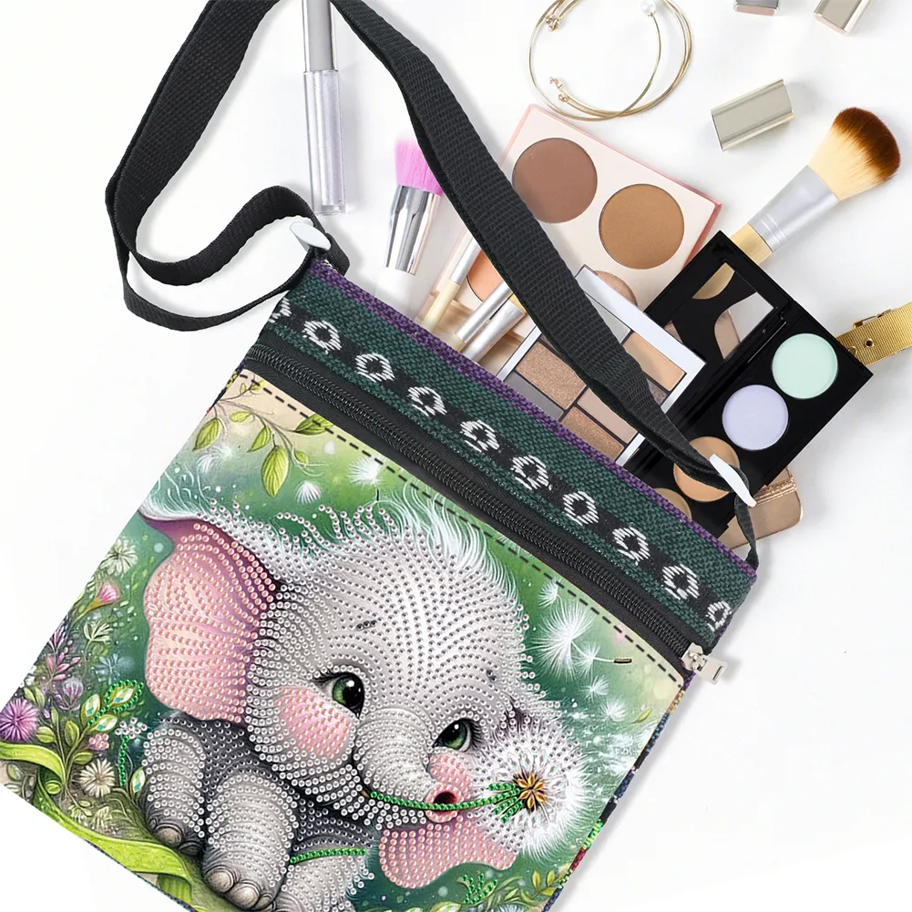 Baby Elephant 5D DIY Diamond Painting Shopper Bag Diamond Handmade Satchel Bag